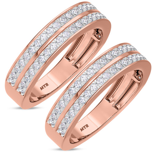 Photo of Arden 1 1/1Same Sex Mens Band Set 10K Rose Gold [WM268R]