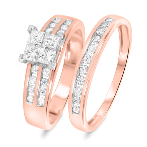 Photo of Tegan 1 ct tw. Princess Diamond Bridal Ring Set 14K Rose Gold [BR512R-C000]