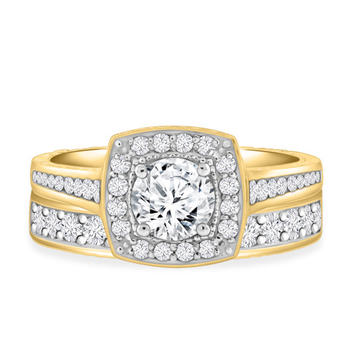 Photo of Kadia 1 1/2 ct tw. Lab Grown Diamond Round Solitaire Diamond Bridal Ring Set 10K Yellow Gold [BR1403Y-C000]