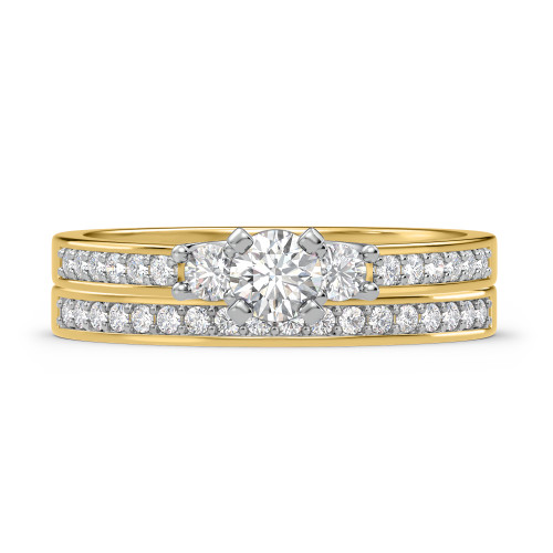 Photo of Marline 3/4 ct tw. Lab Grown Diamond Round Solitaire Diamond Bridal Ring Set 10K Yellow Gold [BR1404Y-C000]