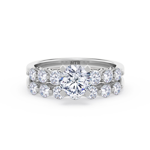 Photo of Oxley 2 1/10 ct tw. Lab Grown Diamond Round Solitaire Diamond Bridal Ring Set 10K White Gold [BR1405W-L095]