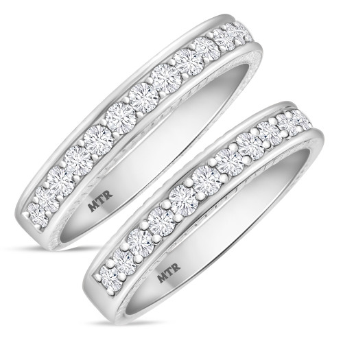 Photo of Kadia 1 1/2 ct tw. Lab Grown Diamond His and Hers Matching Wedding Band Set 10K White Gold [WB1403W]