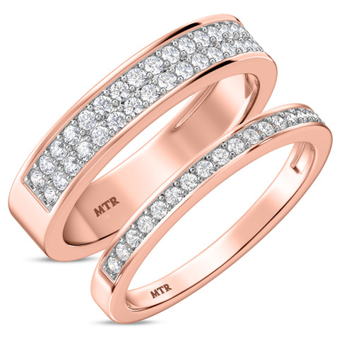 Photo of Marline 7/8 ct tw. Lab Grown Diamond His and Hers Matching Wedding Band Set 10K Rose Gold [WB1404R]