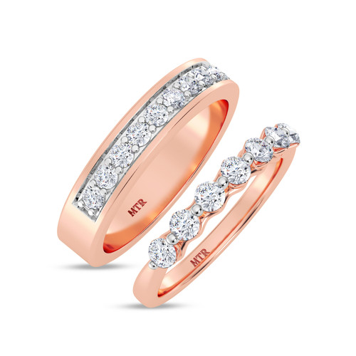 Photo of Oxley 1 1/8 ct tw. Lab Grown Diamond His and Hers Matching Wedding Band Set 10K Rose Gold [WB1405R]