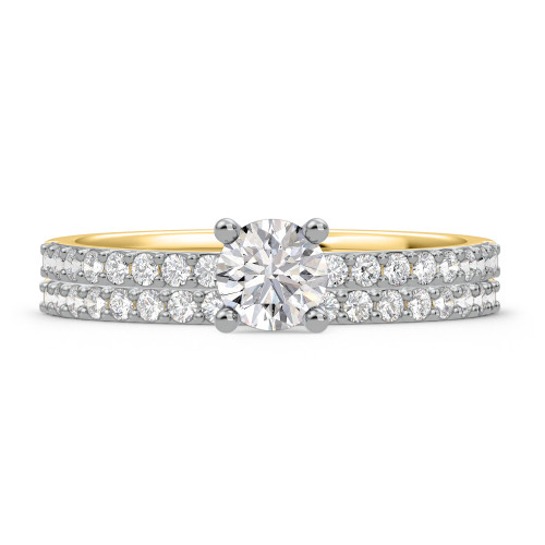 Photo of Keanu 1 ct tw. Lab Grown Diamond Round Solitaire Diamond Bridal Ring Set 14K Yellow Gold [BR1410Y-L045]