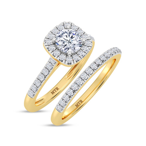 Photo of Nikau 1 1/5 ct tw. Lab Grown Diamond Round Solitaire Diamond Bridal Ring Set 10K Yellow Gold [BR1411Y-L070]