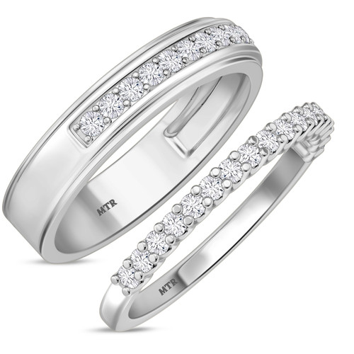 Photo of Prudence 1/2 ct tw. Lab Grown Diamond Wedding Band Set 14K White Gold [WB1406W]
