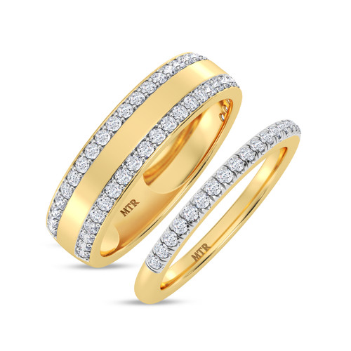 Photo of Nikau 1 ct tw. Lab Grown Diamond His and Hers Matching Wedding Band Set 10K Yellow Gold [WB1411Y]