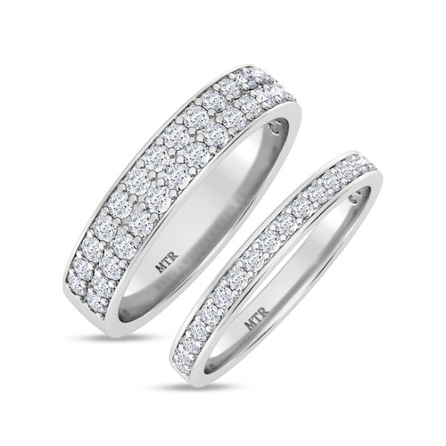Photo of Gedel 1 1/2 ct tw. Lab Grown Diamond His and Hers Matching Wedding Band Set 14K White Gold [WB1415W]