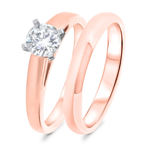 Photo of Jandi 3/4 ct tw. Lab Grown Diamond Round Solitaire Diamond Bridal Ring Set 10K Rose Gold [BR1702R-L070]