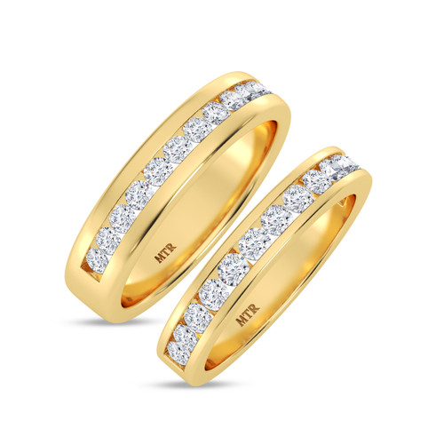 Photo of Lesha 1 1/4 ct tw. Lab Grown Diamond His and Hers Matching Wedding Band Set 10K Yellow Gold [WB1416Y]