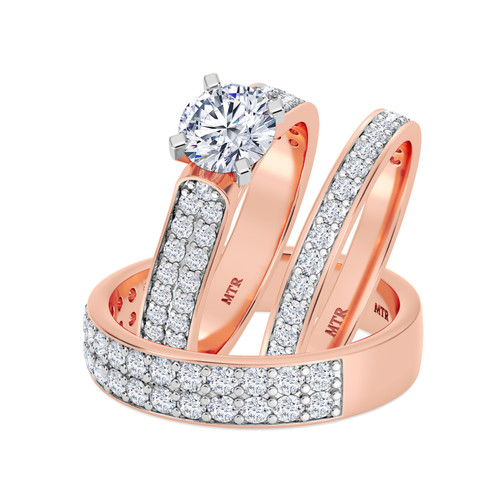 Photo of Gedel 3 ct tw. Lab Grown Round Solitaire Diamond Set 10K Rose Gold  [BT1415R-L095]