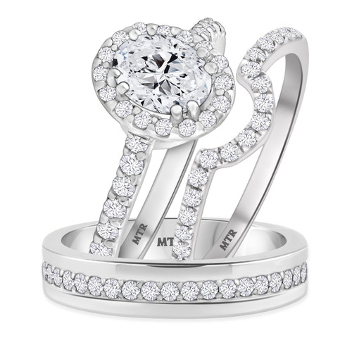 Photo of Soban 2 ct tw. Lab Grown Oval Solitaire Trio Set 10K White Gold [BT1417W-C000]