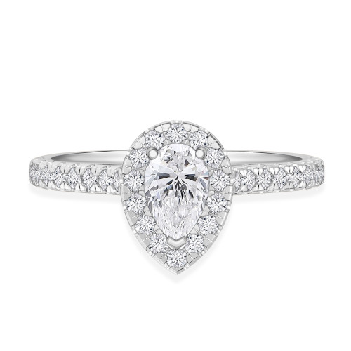 Photo of Adeola 7/8 ct tw. Lab Grown Diamond Pear Solitaire Diamond Engagement Ring 14K White [BT1418WE-C000]