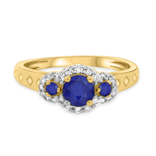 Photo of Azaleia 7/8 CT. T.W. Sapphire and diamond Engagement Ring 14K Yellow Gold [BT876YE-C000]