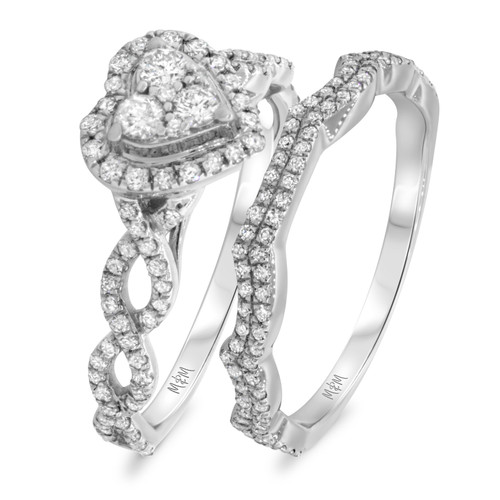 Photo of Ellen 1 1/10 cttw Heart Cut Bridal Set 14K White Gold [BR478W-C000]