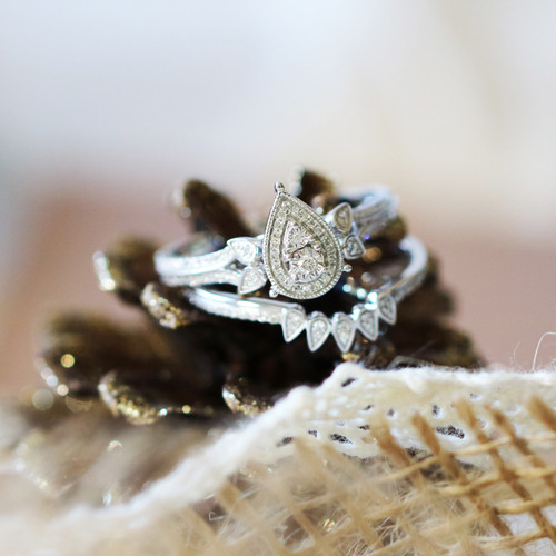 Photo of Edith 3/8 Carat T.W. Pear Cluster Bridal Set 14K Rose Gold [BR206R-C000]