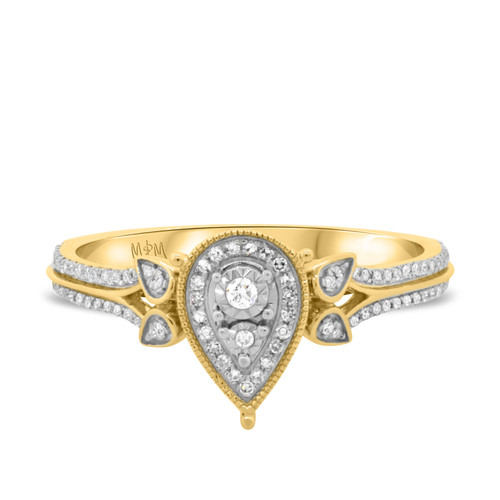 Photo of Edith 1/4 cttw Pear Cut Engagement Ring 14K Yellow Gold [BT206YE-C000]