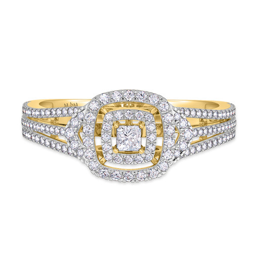 Photo of Declan 2/3 cttw Princess Cut Engagement Ring 10K Yellow Gold [BT482YE-C000]