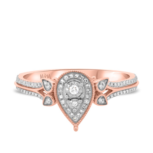 Photo of Edith 1/4 cttw Pear Cut Engagement Ring 10K Rose Gold [BT206RE-C000]