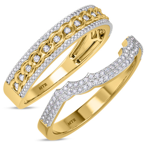 Photo of Sadie 1 cttw His and Hers Matching Wedding Band Set 10K Yellow Gold [WB477Y]