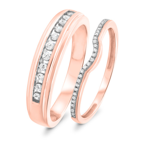 Photo of Sinead 3/8 cttw His and Hers Matching Wedding Band Set 10K Rose Gold [WB430R]