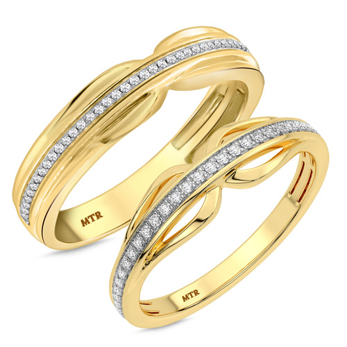 Photo of Eames 1/4 cttw His and Hers Matching Wedding Band Set 10K Yellow Gold [WB209Y]
