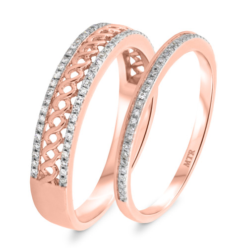 Photo of Zoey 3/8 cttw His and Hers Matching Wedding Band Set 10K Rose Gold [WB208R]