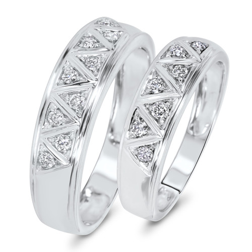 Photo of Titan 1/3 ct tw. Diamond Wedding Band Set 10K White Gold [WB137W]