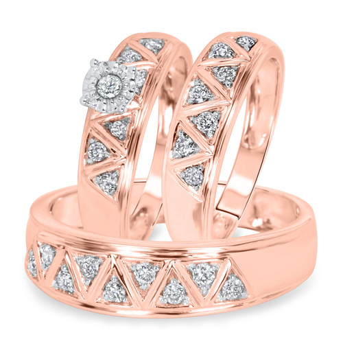 Photo of Titan 1/2 ct tw. Round Diamond Matching Trio Ring Set 14K Rose Gold [BT137R-C000]