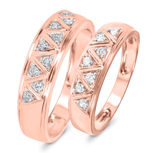 Photo of Titan 1/3 ct tw. Diamond His and Hers Matching Wedding Band Set 14K Rose Gold [WB137R]