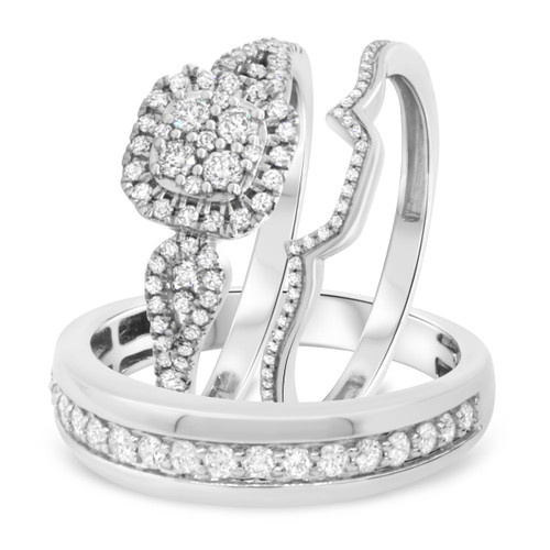 Photo of Morgan 1 1/5 ct tw. Cushion Cluster Trio Set 14K White Gold [BT431W-C000]