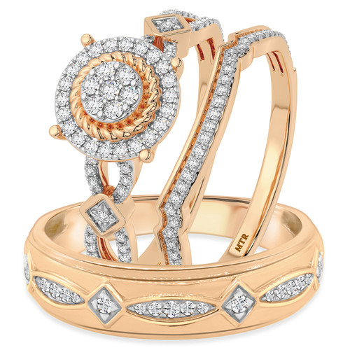 Photo of Gage 3/4 ct tw. Diamond Round Cluster Trio Set 10K Rose Gold [BT207R-C000]