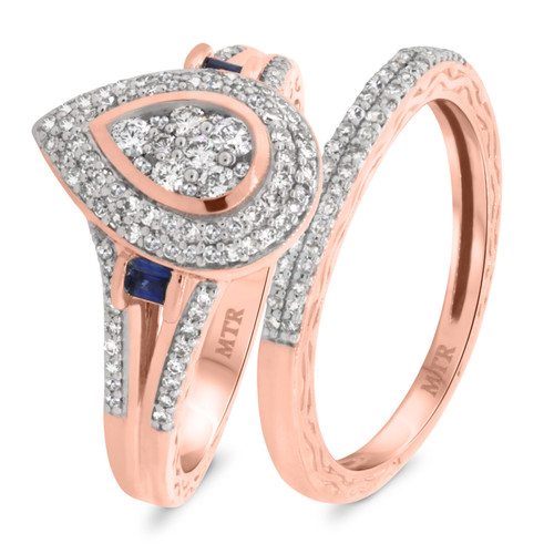 Photo of Bali 3/4 ct tw. Pear Diamond Bridal Ring Set 14K Rose Gold [BR865R-C000]