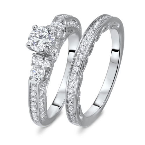 Photo of Cadence 1 1/4  ct tw. Lab Grown Round Solitaire Bridal Set 10K White Gold [BR1626W-C000]