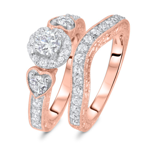 Photo of Everett 1 7/8  ct tw. Lab Grown Round Solitaire Diamond Bridal Ring Set 1 7/80K Rose Gold [BR1627R-C000]