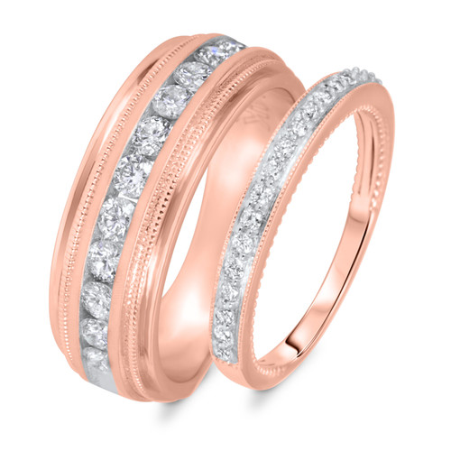 Photo of Colt 3/8 ct tw. Lab Grown Diamond His and Hers Matching Wedding Band Set 10K Rose Gold [WB1628R]
