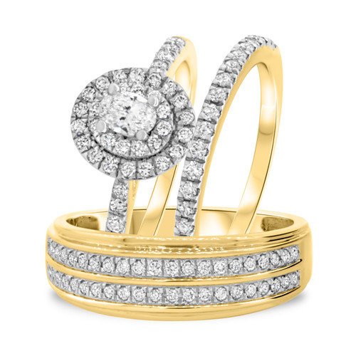 Photo of Dean 1 ct tw. Lab Grown Oval Solitaire Trio Set 10K Yellow Gold [BT1629Y-C000]