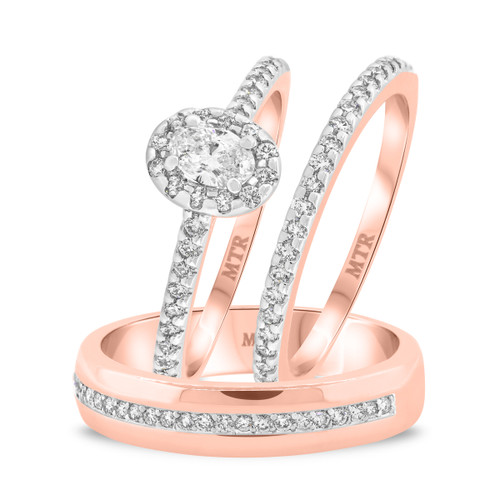 Photo of Breanna 7/8 ct tw. Lab Grown Oval Solitaire Trio Set 14K Rose Gold [BT1428R-C000]
