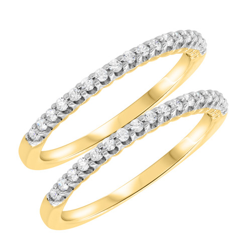 Photo of Toria 3/8 ct tw. Lab Grown Diamond Same Sex Ladies Band Set 14K Yellow Gold [WL1620Y]