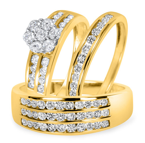 Photo of Encienda 1 1/2 ct tw. Round Diamond Matching Trio Ring Set 10K Yellow Gold [BT500Y-C000]