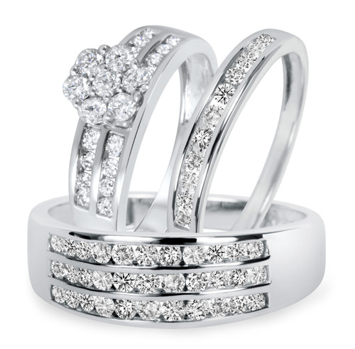 Photo of Encienda 1 1/2 ct tw. Round Cluster Trio Set 14K White Gold [BT500W-C000]