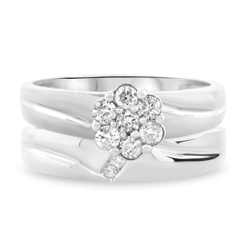 Photo of Simone 3/8 CT. T.W. Diamond Round Cluster Bridal Set 10K White Gold [BR539W-C000]