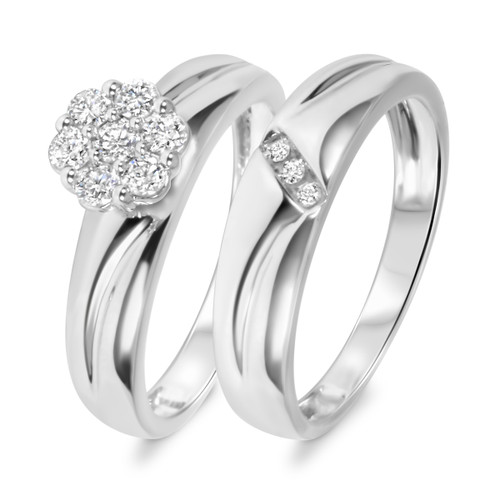 Photo of Simone 3/8 ct tw. Round Diamond Bridal Ring Set 10K White Gold [BR539W-C000]