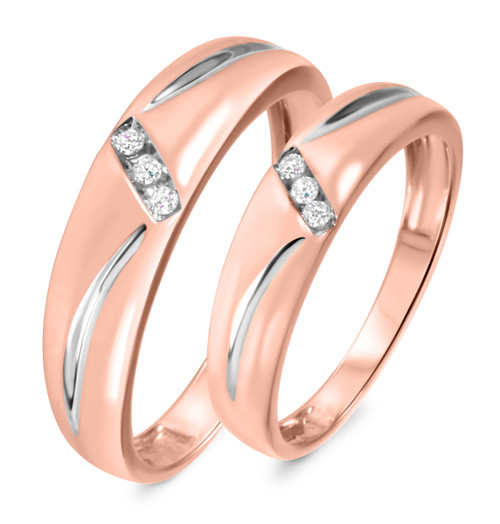 Photo of Simone 1/15 ct tw. Wedding Band Set 10K Rose Gold [WB539R]