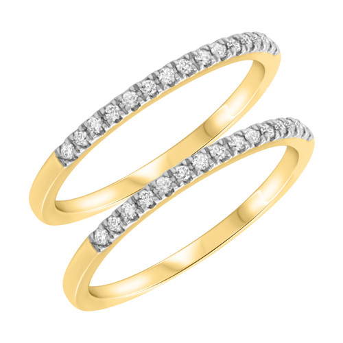 Photo of Dean 3/8 ct tw. Lab Grown Diamond Same Sex Ladies Band Set 10K Yellow Gold [WL1629Y]