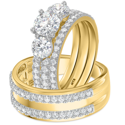Photo of Darlene 3 ct tw. Lab Grown Round Solitaire Trio Set 14K Yellow Gold [BT1663Y-L095]