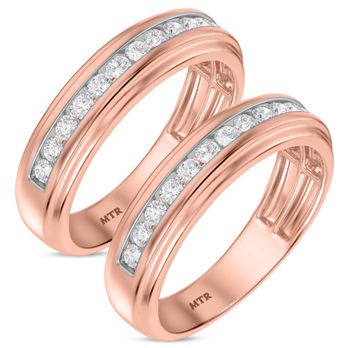 Photo of Elsy 3/8 ct tw. Lab Grown Diamond Same Sex Mens Band Set 10K Rose Gold [WM1661R]