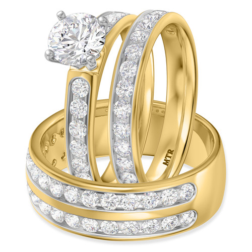 Photo of Arnie 3 1/4 ct tw. Lab Grown Round Solitaire Trio Set 14K Yellow Gold [BT1672Y-L095]