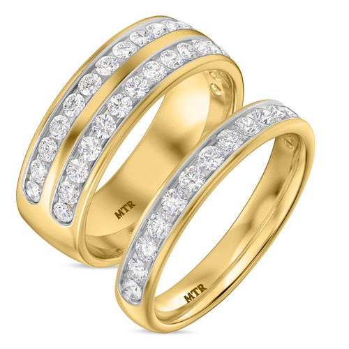 Photo of Arnie 1 7/8 ct tw. Lab Grown Diamond His and Hers Matching Wedding Band Set 10K Yellow Gold [WB1672Y]